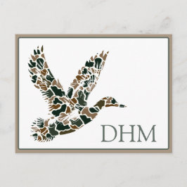 Preppy Camouflage Mallard Duck Monogram Briefkaart