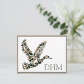 Preppy Camouflage Mallard Duck Monogram Briefkaart (Staand voorkant)