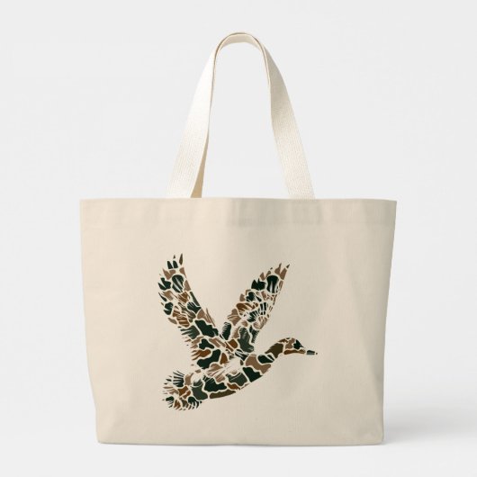 Preppy Camouflage Mallard Duck Monogram Grote Tote Bag (Achterkant)
