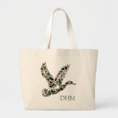 Preppy Camouflage Mallard Duck Monogram Grote Tote Bag (Voorkant)