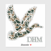 Preppy Camouflage Mallard Duck Monogram Sticker (Vel)