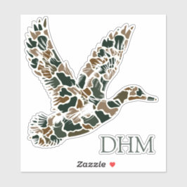 Preppy Camouflage Mallard Duck Monogram Sticker