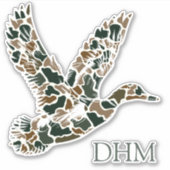 Preppy Camouflage Mallard Duck Monogram Sticker (Voorkant)