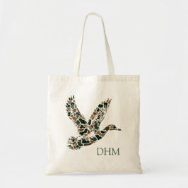 Preppy Camouflage Mallard Duck Monogram Tote Bag
