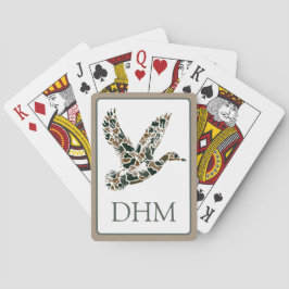 Preppy Camouflage Mallard Ducks Monogram Pokerkaarten