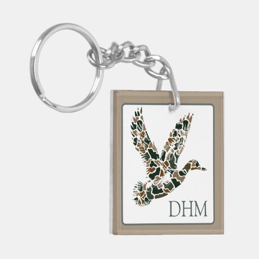 Preppy Camouflage Mallard Ducks Monogram Sleutelhanger (Voorkant Links)