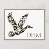 Preppy Camouflage Wilde Eend Monogram Briefkaart (Voorkant)