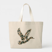 Preppy Camouflage Wilde Eend Monogram Grote Tote Bag (Achterkant)