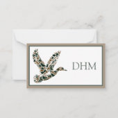 Preppy Camouflage Wilde Eend Monogram Notitiekaartje (Voorkant)