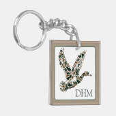Preppy Camouflage Wilde Eenden Monogram Sleutelhanger (Voorkant Links)