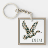 Preppy Camouflage Wilde Eenden Monogram Sleutelhanger (Voorkant)