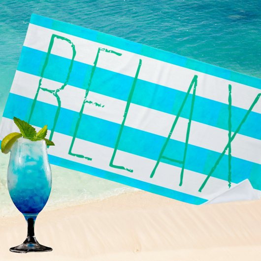 Preppy Caribbean Blue and White Stripe Relax Strandlaken