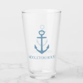Preppy Carolina Blau Ankermotief Persoonlijk Glas (Achterkant)