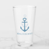 Preppy Carolina Blau Ankermotief Persoonlijk Glas (Voorkant)