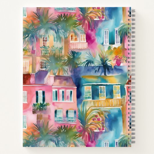 Preppy Charleston Huizen Gepersonaliseerd Dagboek Notitieboek (Achterkant)