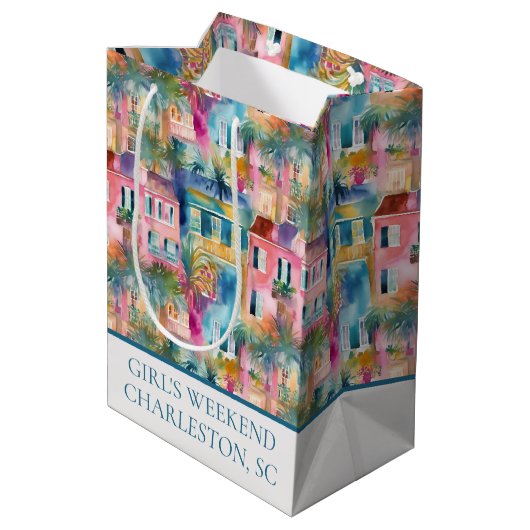 Preppy Charleston huizen gepersonaliseerd Medium Cadeauzakje (Achterkant Gekanteld)
