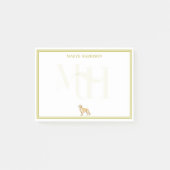Preppy Chartreuse Monogram Golden Retriever Post-it® Notes (Voorkant)