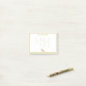Preppy Chartreuse Monogram Golden Retriever Post-it® Notes (Op bureau)