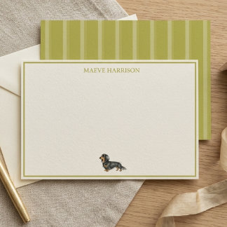Preppy Chartreuse Streep Dachshund Briefpapier