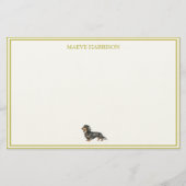 Preppy Chartreuse Streep Dachshund Briefpapier (Voorkant)