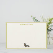 Preppy Chartreuse Streep Dachshund Briefpapier (Staand voorkant)