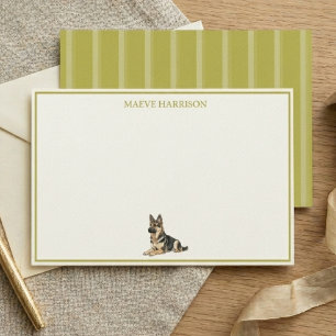 Preppy Chartreuse Streep Duitse Herder Briefpapier