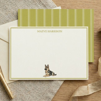 Preppy Chartreuse Streep Duitse Herder Briefpapier
