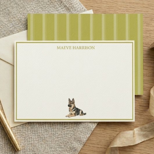 Preppy Chartreuse Streep Duitse Herder Briefpapier