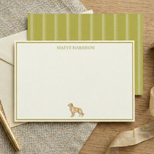 Preppy Chartreuse Streep Golden Retriever Briefpapier