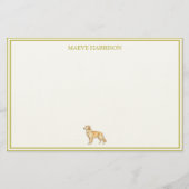 Preppy Chartreuse Streep Golden Retriever Briefpapier (Voorkant)