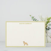 Preppy Chartreuse Streep Golden Retriever Briefpapier (Staand voorkant)