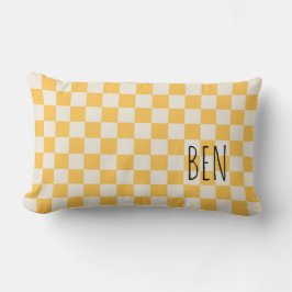 Preppy Check Modern Geel Wit NAAM Zoet Kussen
