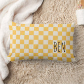 Preppy Check Modern Yellow White NAME Sweet Kussen (Deken)