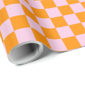 Preppy Check Pink Orange Mod Cadeaupapier (Rol Hoek)