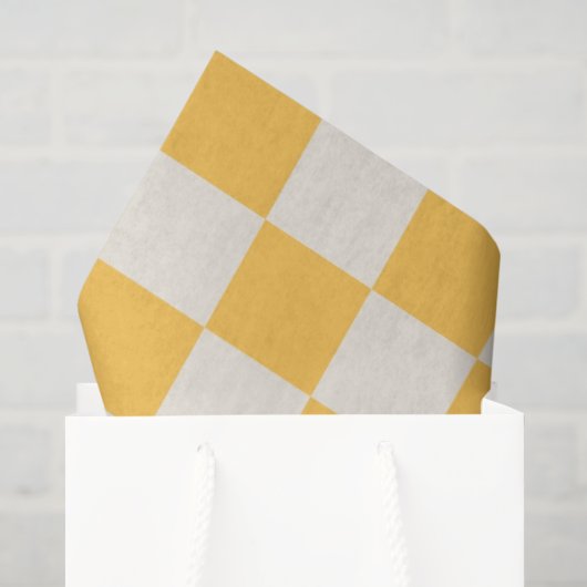 Preppy Checkerboard Geel Wit Mod Retro Tissuepapier (Cadeauzakje)