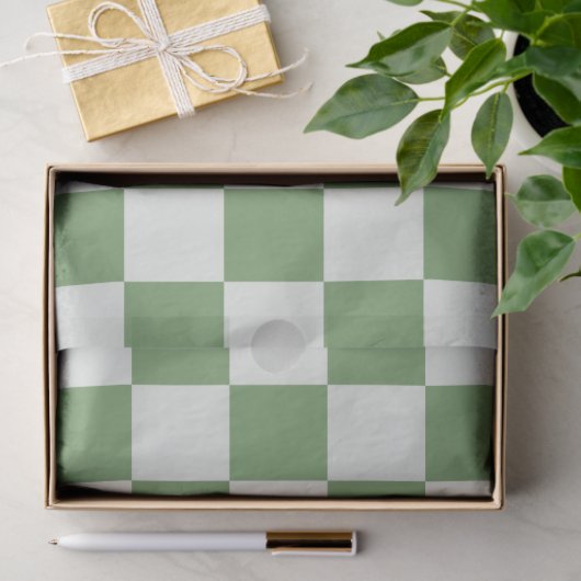 Preppy Checkerboard Green White Mod Retro Tissuepapier (Geschenk)
