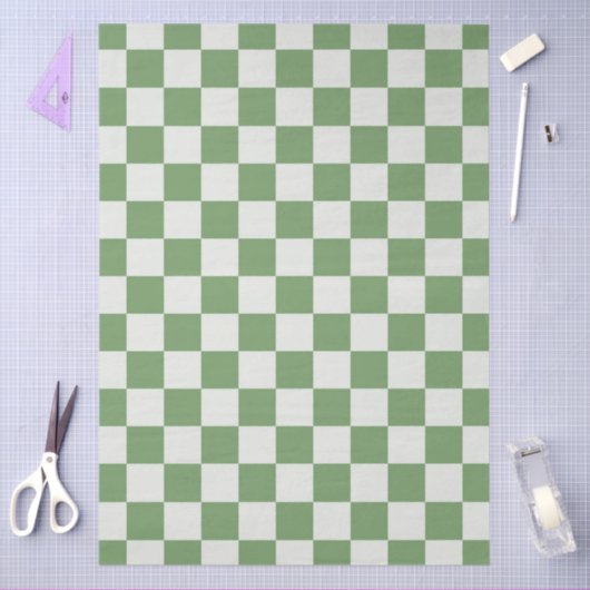 Preppy Checkerboard Green White Mod Retro Tissuepapier (Craft)