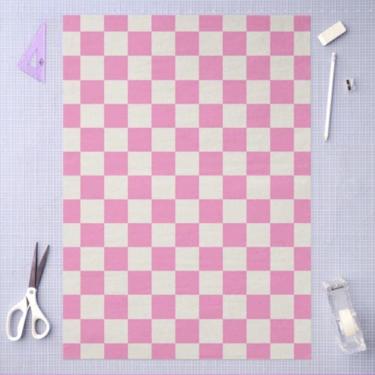 Preppy Checkerboard Pink White Mod Retro Tissuepapier (Craft)