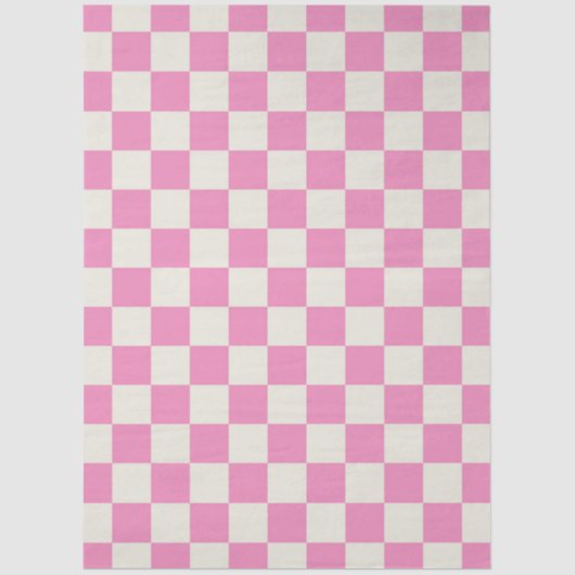 Preppy Checkerboard Pink White Mod Retro Tissuepapier (Voorkant)