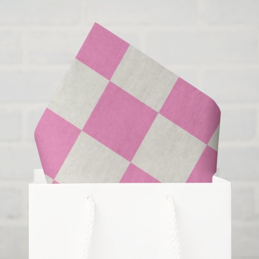 Preppy Checkerboard Roze Wit Mod Retro Tissuepapier (Cadeauzakje)