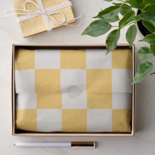 Preppy Checkerboard Yellow White Mod Retro Tissuepapier (Geschenk)