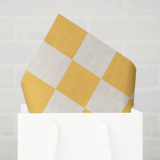 Preppy Checkerboard Yellow White Mod Retro Tissuepapier (Cadeauzakje)