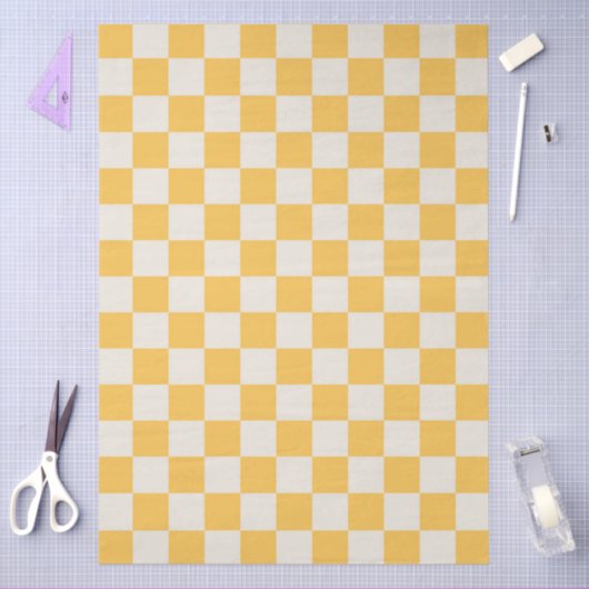 Preppy Checkerboard Yellow White Mod Retro Tissuepapier (Craft)