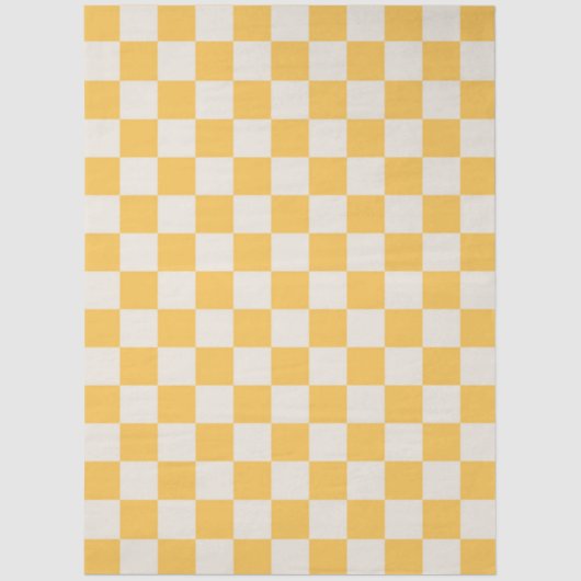 Preppy Checkerboard Yellow White Mod Retro Tissuepapier (Voorkant)