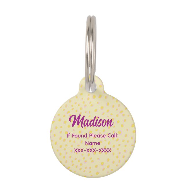 Preppy Cheetah Print Huisdierpenning (Voorkant)