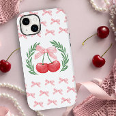 Preppy Cherries Roze Bogen en Laurel Krans Logo Case-Mate iPhone Case