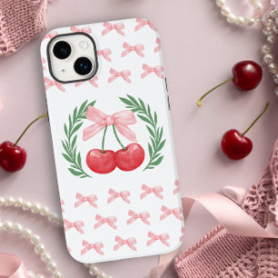 Preppy Cherries Roze Bogen en Laurel Krans Logo Case-Mate iPhone 14 Plus Hoesje
