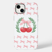 Preppy Cherries Roze Bogen en Laurel Krans Logo Case-Mate iPhone Case (Achterkant)