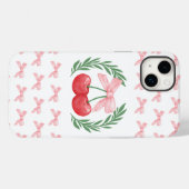 Preppy Cherries Roze Bogen en Laurel Krans Logo Case-Mate iPhone Case (Achterkant (horizontaal))