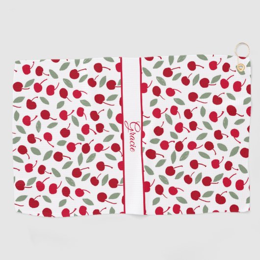 Preppy Cherry Fruit Patroon Golfhanddoek (Horizontaal)
